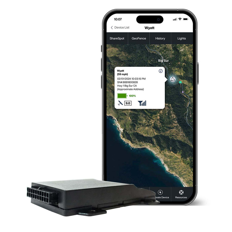 Hardwired GPS tracker with starter disable